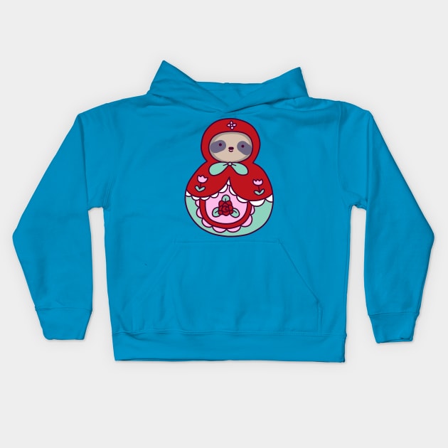 Russian Doll Sloth Kids Hoodie by saradaboru